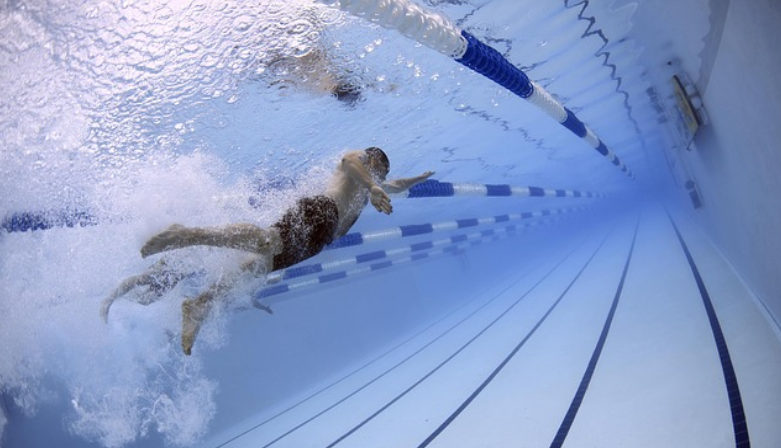 Underwater shot of a man swimming
